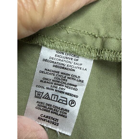 Loft Outlet Sleeveless Dress Raw Hem Pockets Sz XL Mid Length Green Casual - Picture 11 of 13